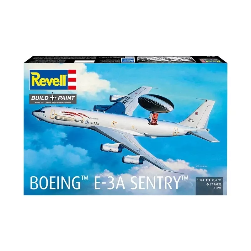 Plastmasas modelis REVELL Boeing E-3A Sentry 1:144 mēroga lidmašīnas modeļa komplekts