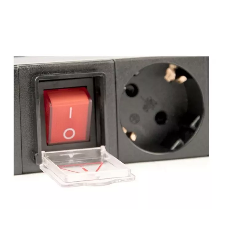 Strāvas sadales bloks GEMBIRD EG-PDU-014 — 8× Type F ligzdas, 16 A, 3 m kabelis, 1U plaukta, 3680 W, melns