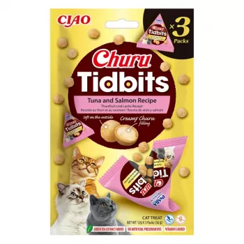 Mitrais kaķu kārums INABA Cat Churu Tidbits tuncis & lasis 3×12 g paciņa
