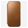 Mobilo tālruņu apvalks Nomad Modern Leather Folio vāciņš iPhone 17 Pro Max — brūngans, der līdz 17,5 cm (6,9 collu) ekrānam, 4 karšu kabatas