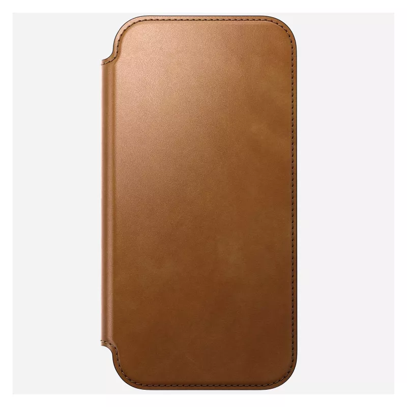 Mobilo tālruņu apvalks Nomad Modern Leather Folio vāciņš iPhone 17 Pro Max — brūngans, der līdz 17,5 cm (6,9 collu) ekrānam, 4 karšu kabatas