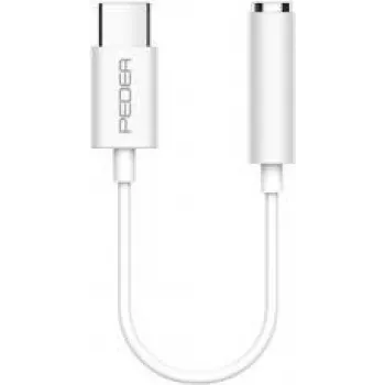 PEDEA USB-C uz 3,5 mm austiņu ligzdu, balts, audio ligzdas adapteris
