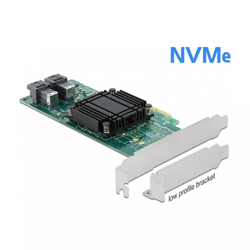DeLOCK PCI Express x8 karte ar 2 iekšējām SFF-8643 NVMe pieslēgvietām, zema profila formas faktors