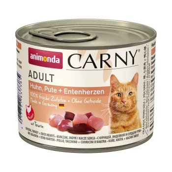ANIMONDA Carny Adult Chicken, tītara un pīles sirdis - mitrā kaķu barība - 200g