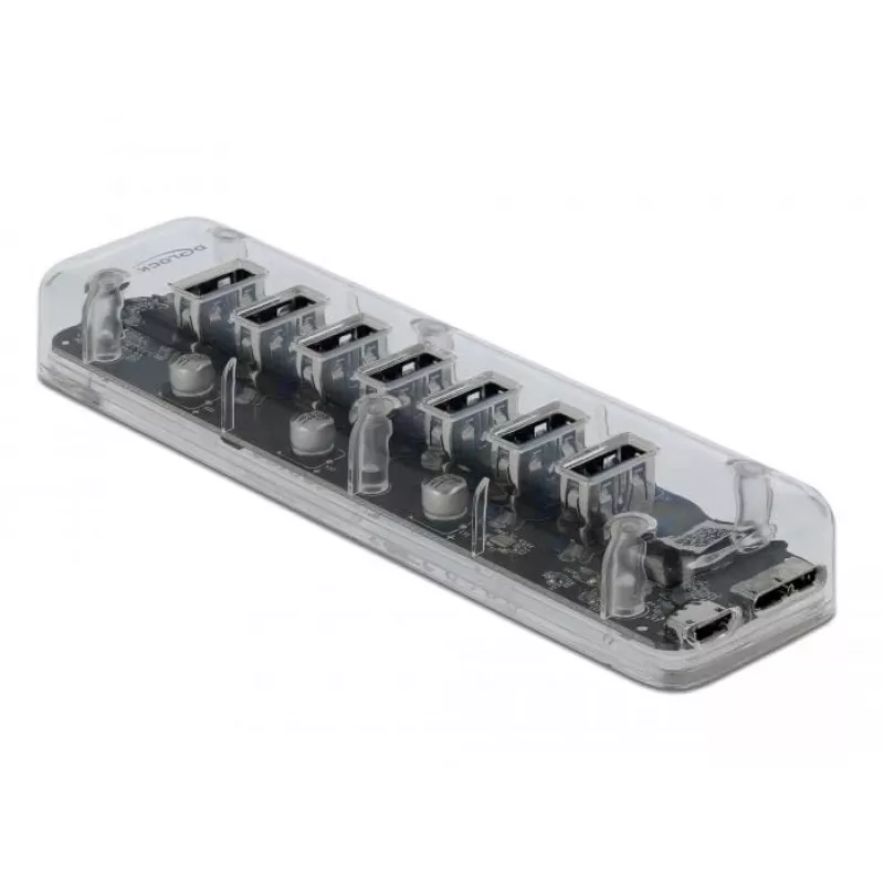 USB centrmezgls DeLOCK 64088 caurspīdīgs USB 3.2 Gen 1 Micro-B