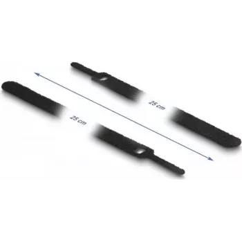 Āķa un cilpas kabeļu saite DeLOCK 19054 250x12mm melna 10 gabali