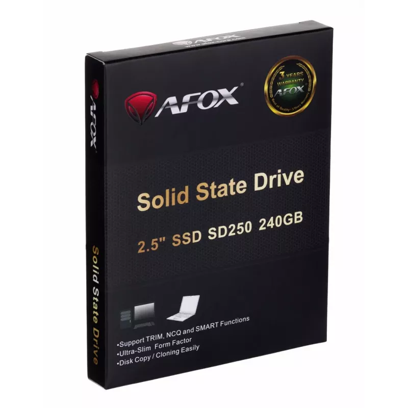 SSD 2,5 collu AFOX SD250-240GN 240 GB SATA III TLC, 555/510 MB/s, 75k/70k IOPS