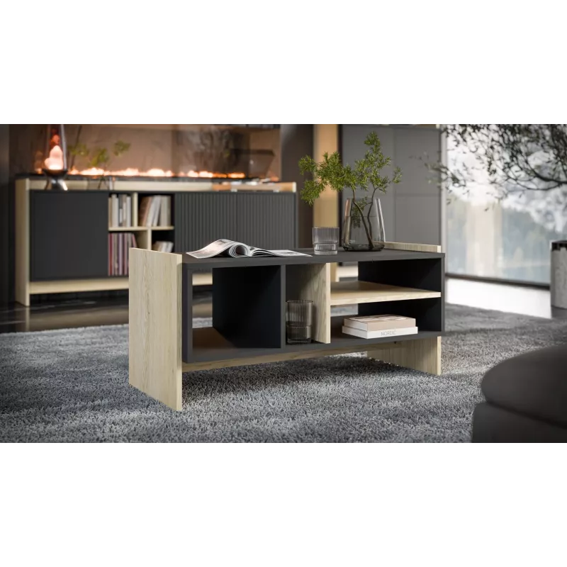 Cama PORTO bench/table 100x50x46 oak/Melns