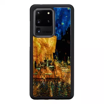 Telefona maciņš iKins Samsung Galaxy S20 Ultra — melns, modelis 'Cafe Terrace'