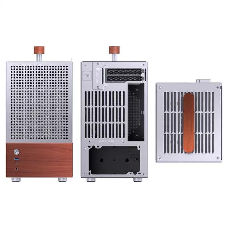 Datora korpuss Jonsbo T6, mini tornis, Mini-ITX, sudraba krāsā