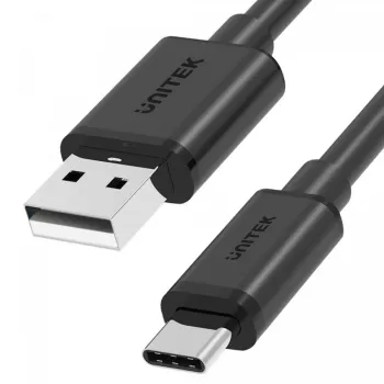 USB-A uz USB-C kabelis Unitek C14068BK, 2 m, USB 2.0, melns, vīrišķais-vīrišķais