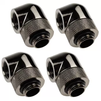 XSPC 90° adapteris G1/4 collas AG uz G1/4 collas IG, rotējošs, melns hroms, 4 gab. iepakojumā