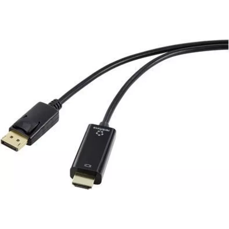 HDMI savienojuma kabelis DisplayPort spraudnis 2,00 m melns RF-5179188 PVC apvalks (RF-5179188)