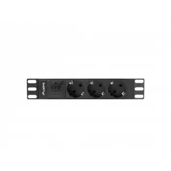 Lanberg PDU-03E-0200-BK strāvas sadales bloks (PDU) 3 maiņstrāvas kontaktligzdas 1U melns