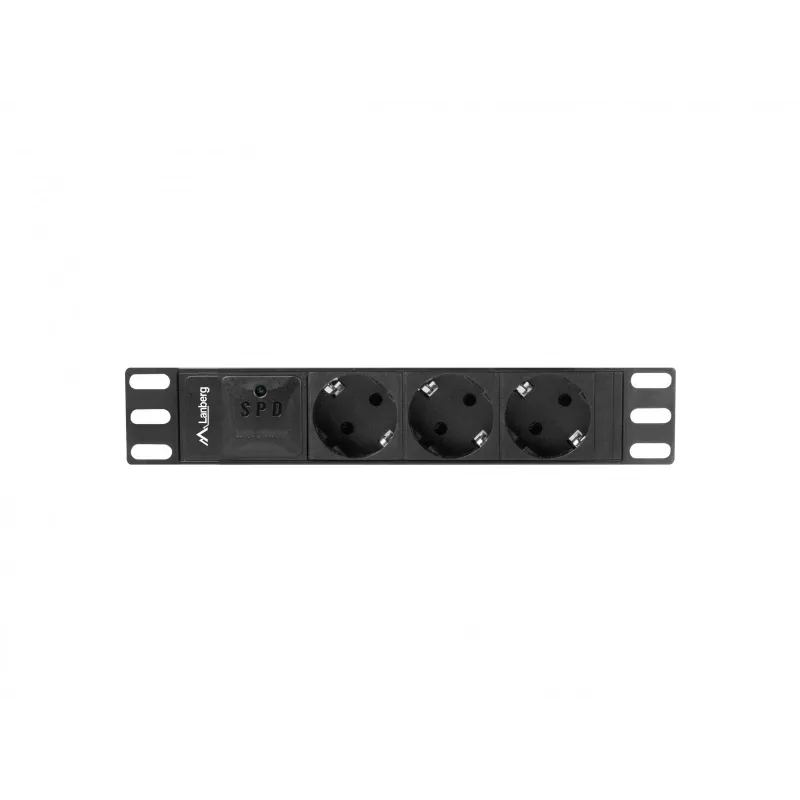 Lanberg PDU-03E-0200-BK strāvas sadales bloks (PDU) 3 maiņstrāvas kontaktligzdas 1U melns