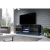 TV statīvs cama meble QIU 160 — MDF melns spīdīgs, 1600×420×570 mm