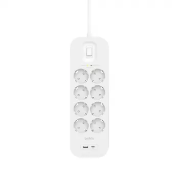 SurgePlus 8x schuko 1xUSB-A 1xUSB-C 900J 2m