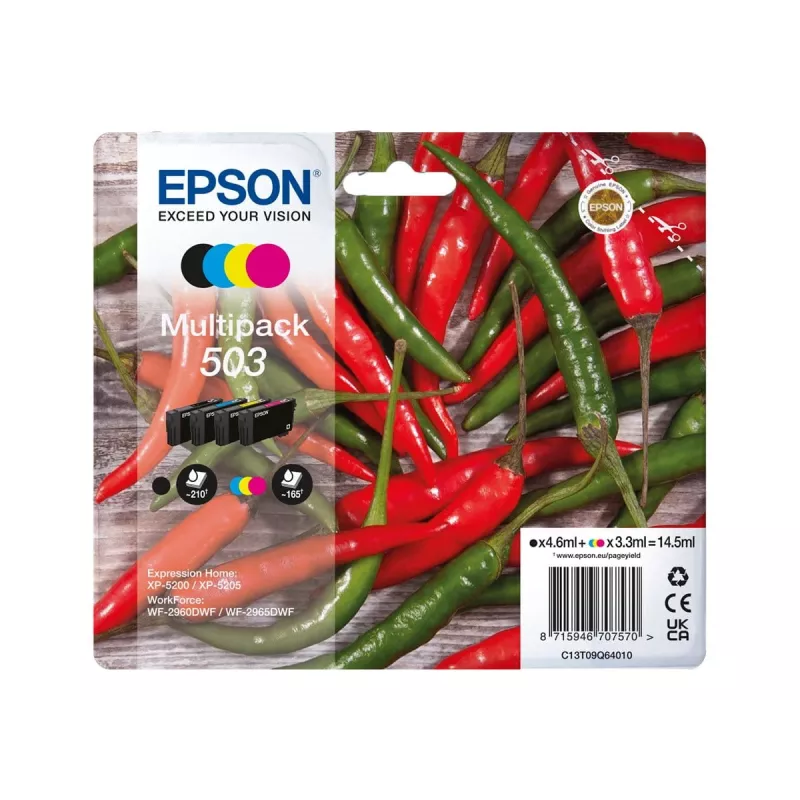 Epson 503 tintes kārtridžs 4 gab. Oriģināls Standarta ietilpība Melna, Ciāna, fuksīna, Dzeltena