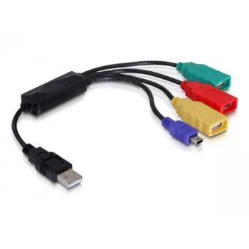 DeLock USB2.0 ārējais 4 portu kabeļu HUB - Hubs - 4 x USB2.0 - Galddatoram (61724)
