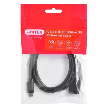 Unitek kabeļa adapteris (C476BK-1M) USB-C (M) - USB-A (F) 10Gbps 60 W