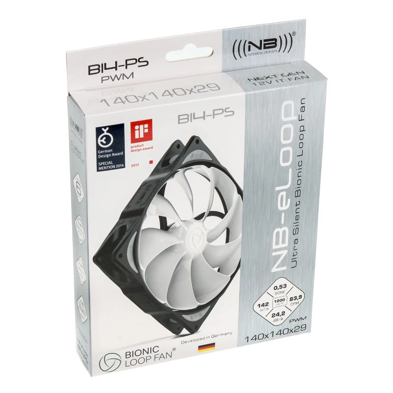 Korpusa ventilators NoiseBlocker NB-eLoop B14-PS 140mm PWM, modelis ITR-B14-PS