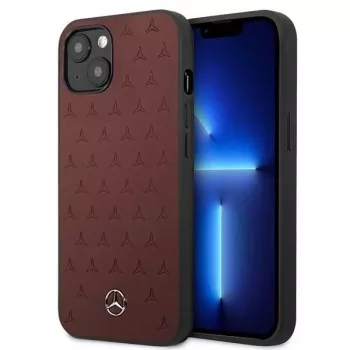 Mercedes MEHCP13SPSQRE iPhone 13 mini 5,4 sarkans/sarkans cietais vāciņš Ādas zvaigžņu raksts