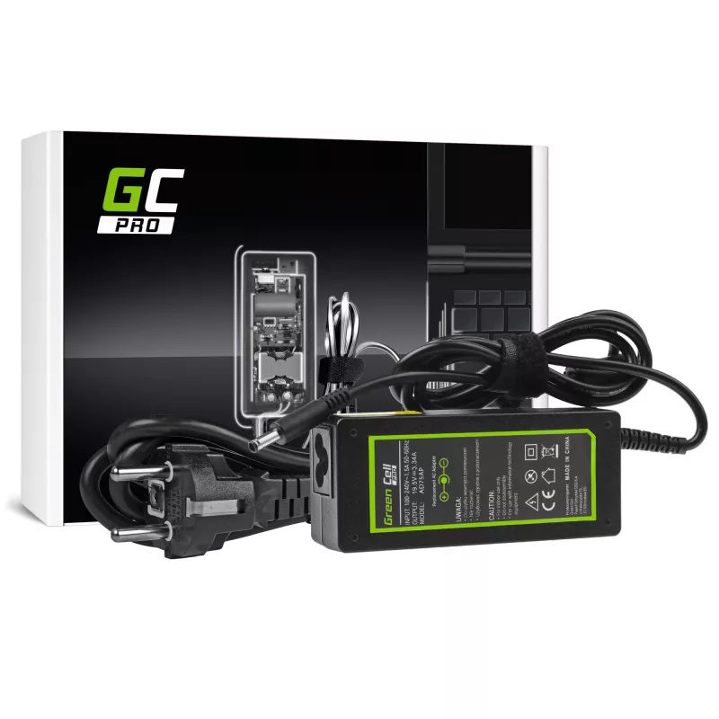 Strāvas adapteris zaļa Cell AD75AP 65W 19.5V 3.34A Dell klēpjdatoriem, iekštelpām, melns