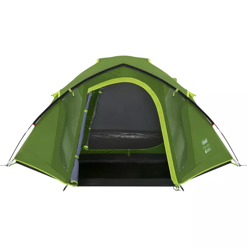 Coleman Dome Tent Darwin 4 Plus Melnsout — 4 personu tuneļtelts ar priekštelpu, tumši zaļa/gaiši zaļa