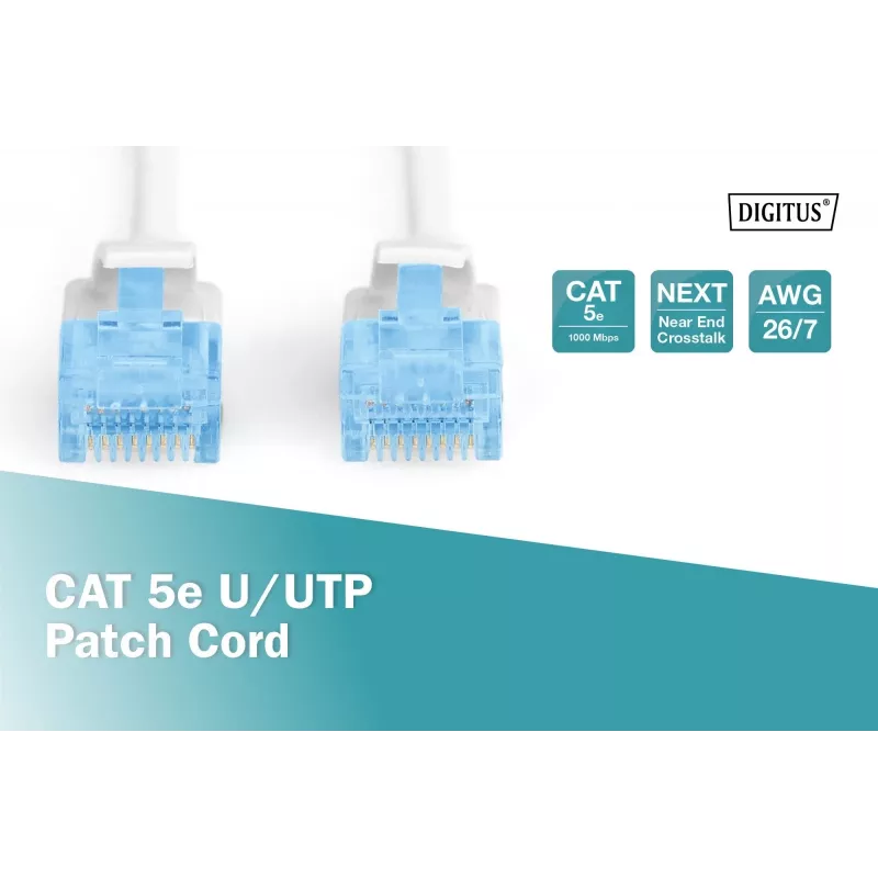 Tīkla kabelis Digitus CAT 5e U/UTP RJ-45 2m Balts