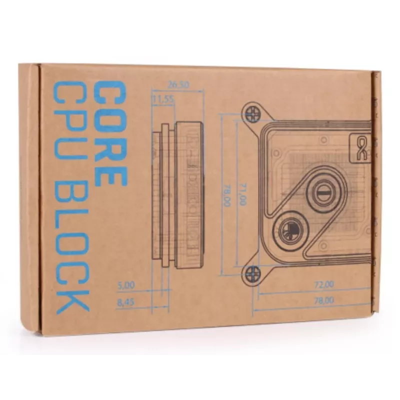 Ūdens bloks Alphacool Core 1 Aurora Carbon Brass Copper Nickel Black 72mm