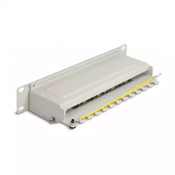 DeLOCK 10 collu ielāpu panelis, 8 porti, Cat.6A, 1U, pelēks