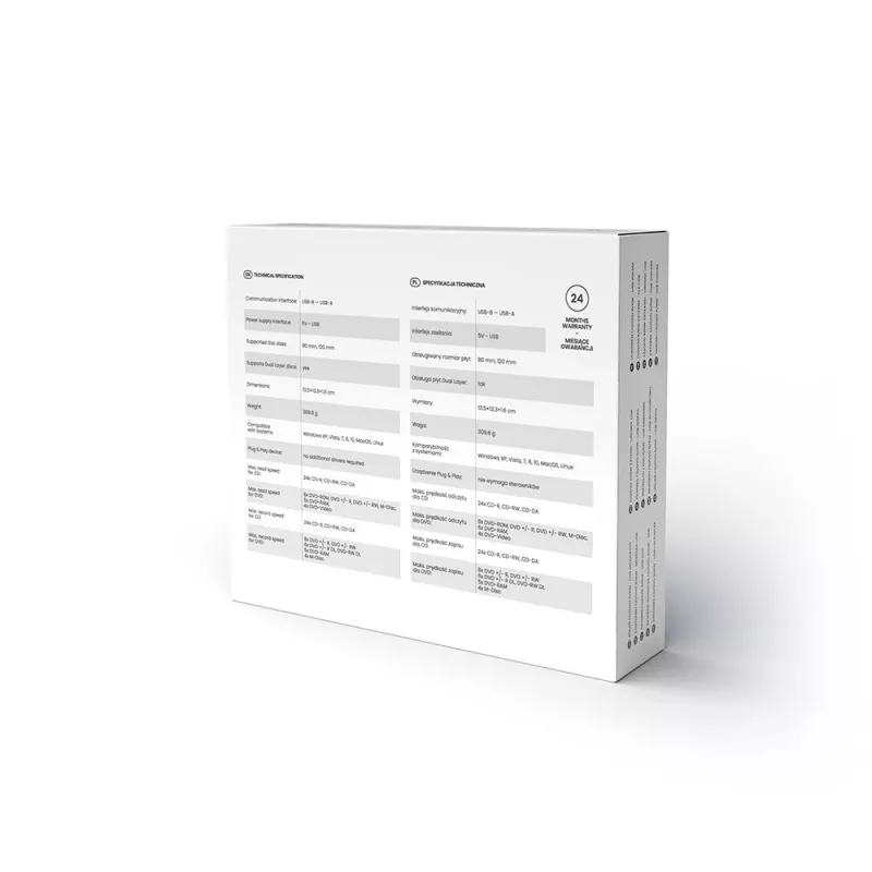 Ārējais plāns DVD±RW diskdzinis SAVIO AK-43, USB 2.0, melns, atbalsta CD/DVD lasīšanu/rakstīšanu (24x CD, 8x DVD)