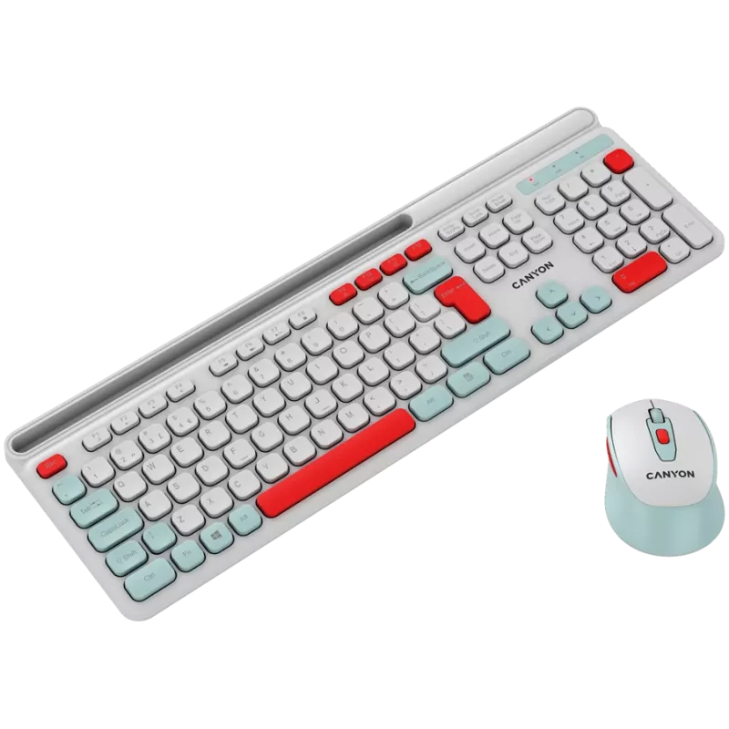CANYON HSET-W5 EN tastatūra+pele AAA+AA bezvadu balta