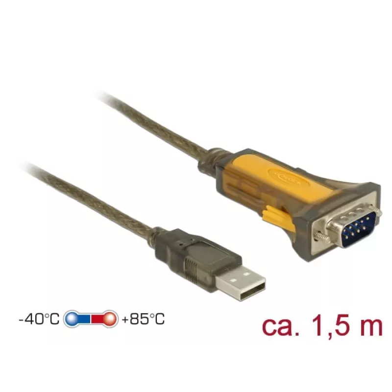 Seriālais kabelis DeLOCK 65840 USB Type-A DB-9 1,5 m melns dzeltens