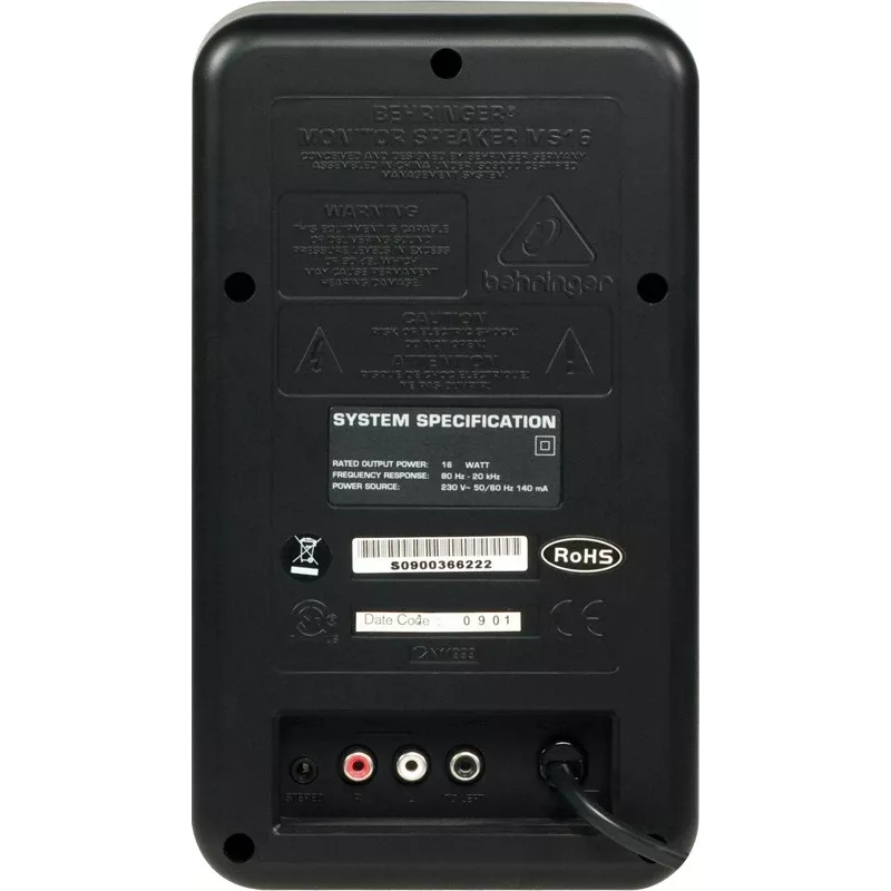 Behringer MS16 skaļrunis 2 joslu Melns Vadu 16 W