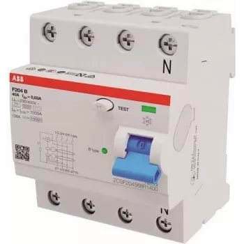 ABB Stotz S&J noplūdes strāvas aizsargslēdzis TypB 4P 40A, 30mA, 3kA, 4TE F204B-40/0,03-4TE (2CSF204568R1400)