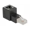 DeLOCK RJ45 spraudnis uz RJ45 ligzdu adapteris Cat.6A 90° uz augšu leņķis Melns