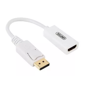 UNITEK zeltīts DisplayPort DP uz HDMI 4K UHD HDTV vīriešu uz sieviešu pārveidotājs ar audio - Y-6332 balts