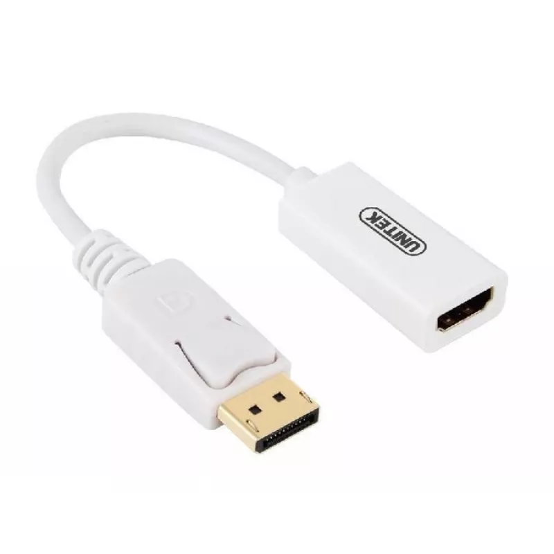 UNITEK zeltīts DisplayPort DP uz HDMI 4K UHD HDTV vīriešu uz sieviešu pārveidotājs ar audio - Y-6332 balts