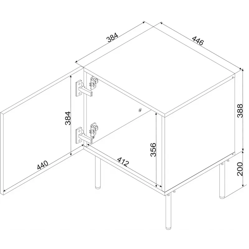 Naktsgaldiņš Cama Meble SIENA, komplektā 2 gab., 44,5×40×59 cm, melns matēts, MDF un kokšķiedru plātne
