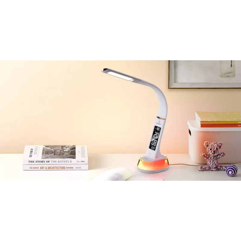 Galda lampa Hawk HW-LAMP05 balta LED regulējama — kompakta LED darba lampa ar regulējamu roku
