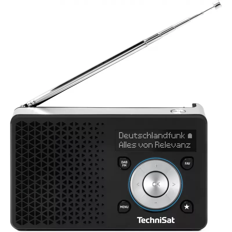 Portatīvais radio TECHNISAT DIGITRADIO 1 A — DAB+/FM, OLED displejs, USB-C, 3,5 mm austiņu izeja, 1 W, melns/sudrabains