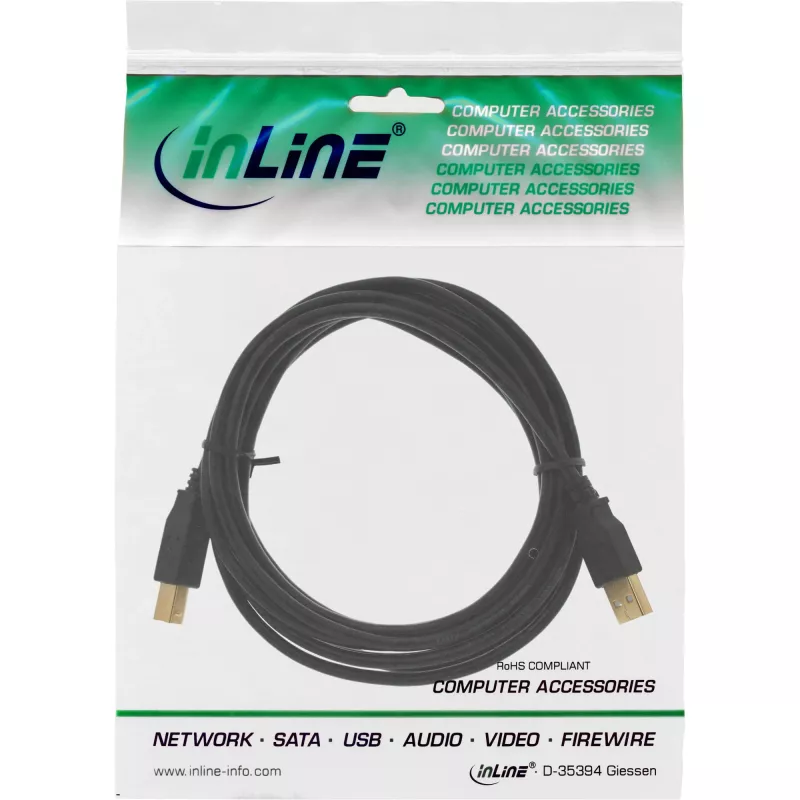 Microconnect USBAB5G USB kabelis USB 2.0 5 m USB A USB B Melns