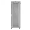 Rack cabinet LANBERG FF01-8047-12SL 47U 800x1000 mm pelēks ar priekšējām un aizmugurējām stikla durvīm un LCD paneļa vietu