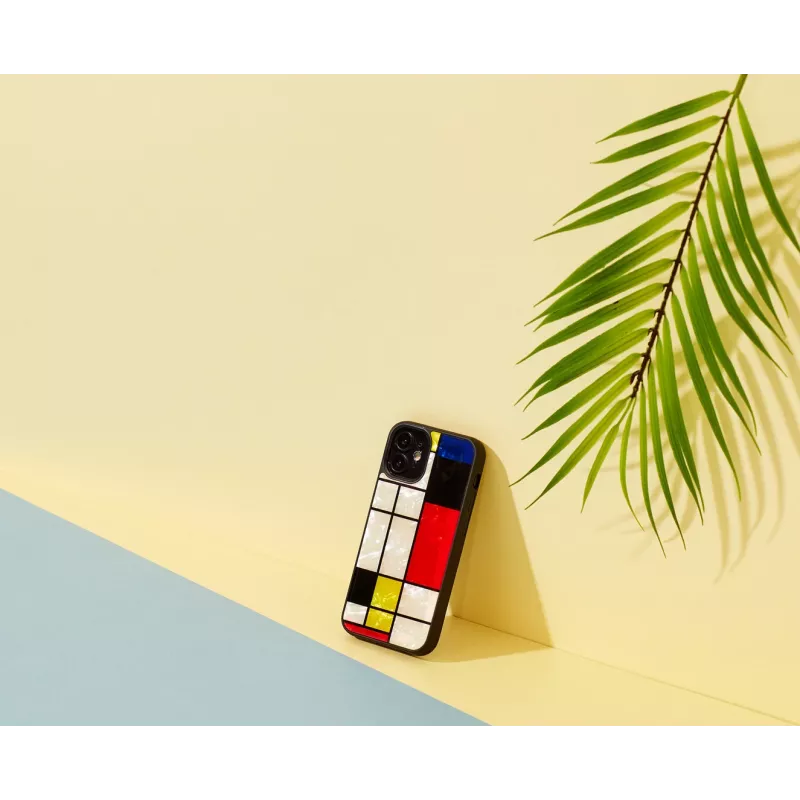 Aizsargapvalks iKins Apple iPhone 12 mini — melns Mondrian dizains