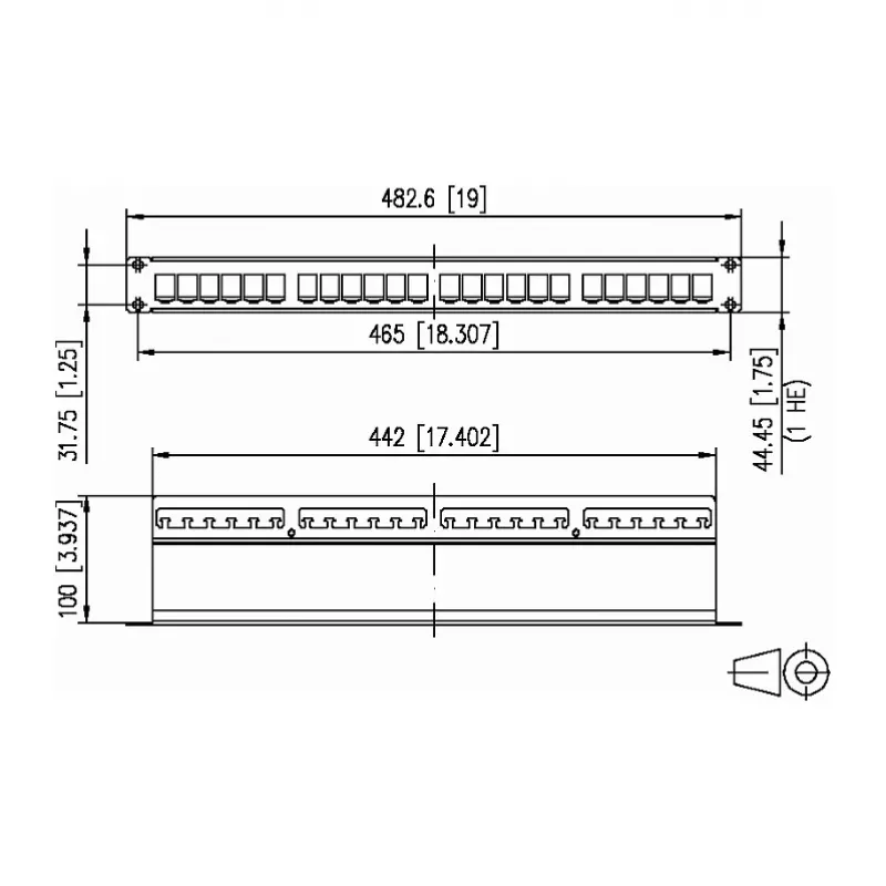 METZ CONNECT BTR E-DAT Module 24x8(8) - Patch Panel - 1U - 24 Porti (130921-00-E)