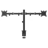 Monitor desk mount SAVIO UM-03 Melns, dual monitor clamp, VESA 100x100, supports 17 inch–32 inch, height/tilt/swivel/pivot