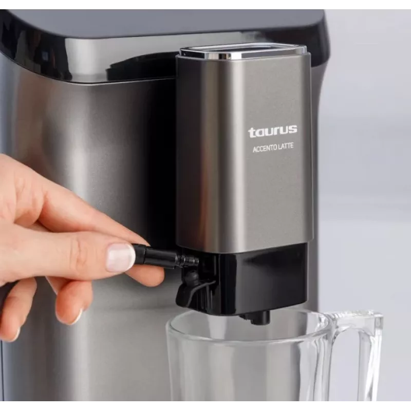 Espresso automāts Taurus Accento Latte, pilnībā automātisks, iebūvēta dzirnaviņa, 1,5 L ūdens tvertne, kafijas pupiņu ievade