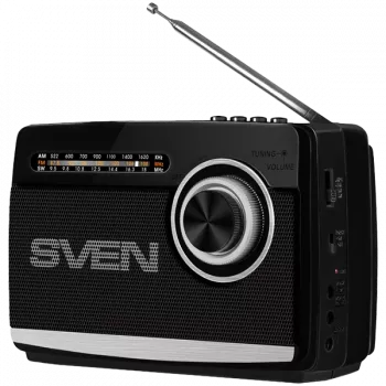 Skaļrunis SVEN SRP-535, melns (3W, FM/AM/SW, USB, microSD, lukturītis, akumulators)