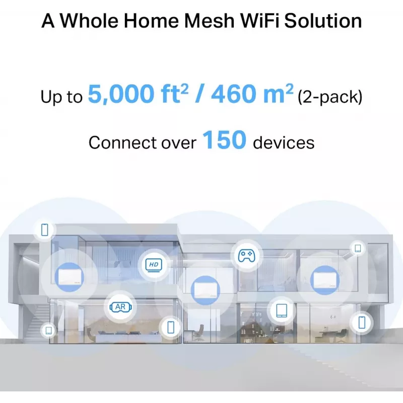 Mesh Wi‑Fi sistēma TP‑LINK Mercusys Halo H25BE (Wi‑Fi 7, Dual‑band 2.4/5 GHz, 2880 Mbps) 2‑pack, 3 iekšējas antenas, balta